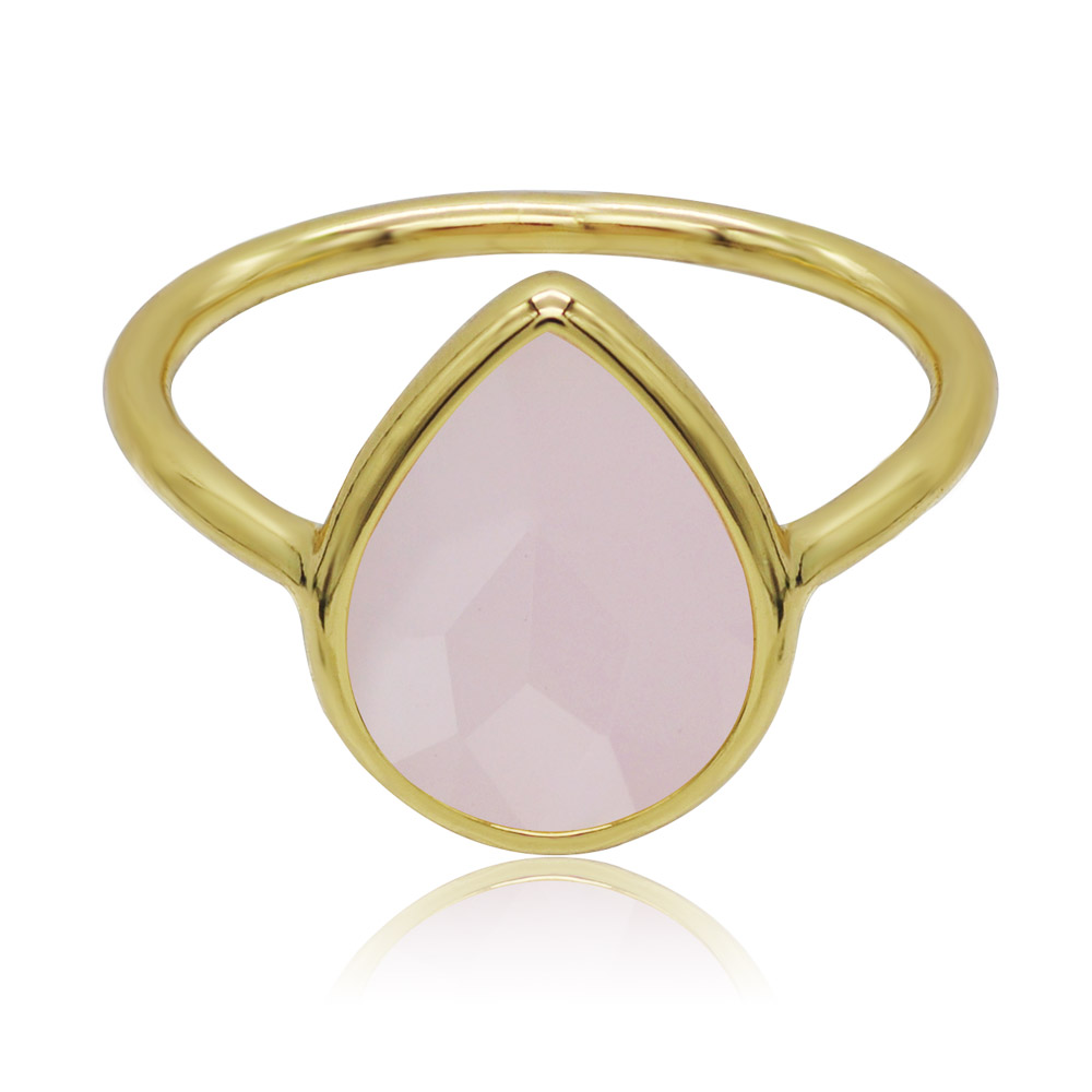 Rose Quartz Pear Shaped Ring